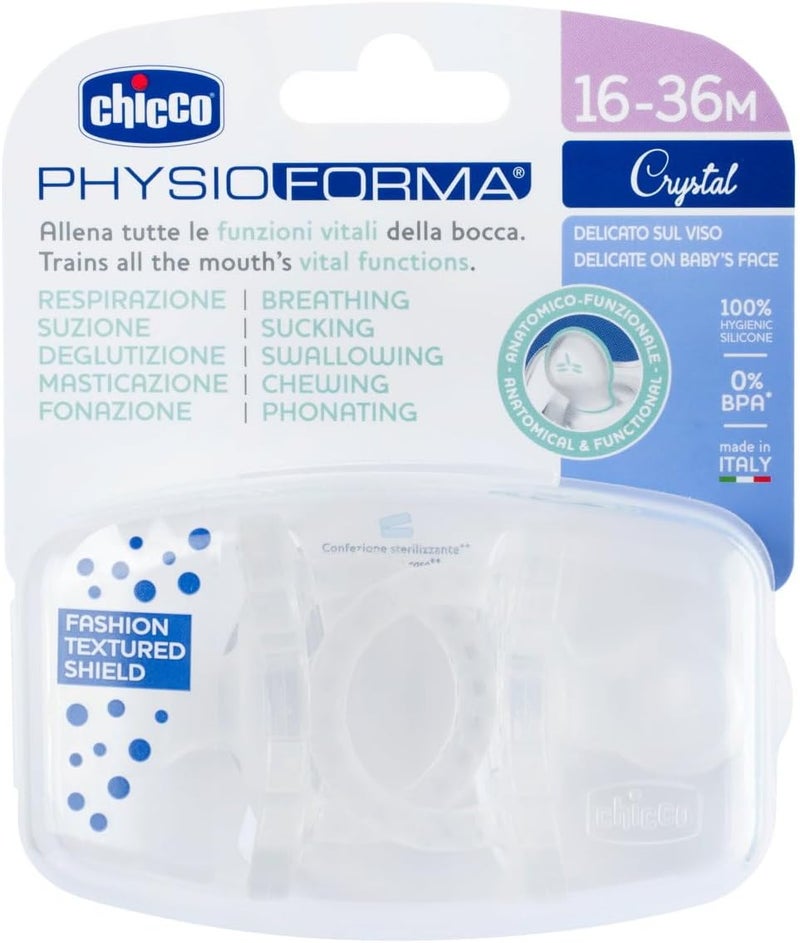 Chicco Physioforma Crystal Soft Silicone Soother 16-36m (2 pcs), Transparent - Image 3
